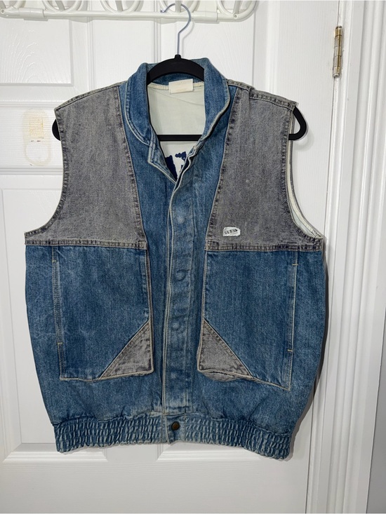 Guess Other - Guess vintage Two-Tone Blue Denim Vest - Light & Dark Blue